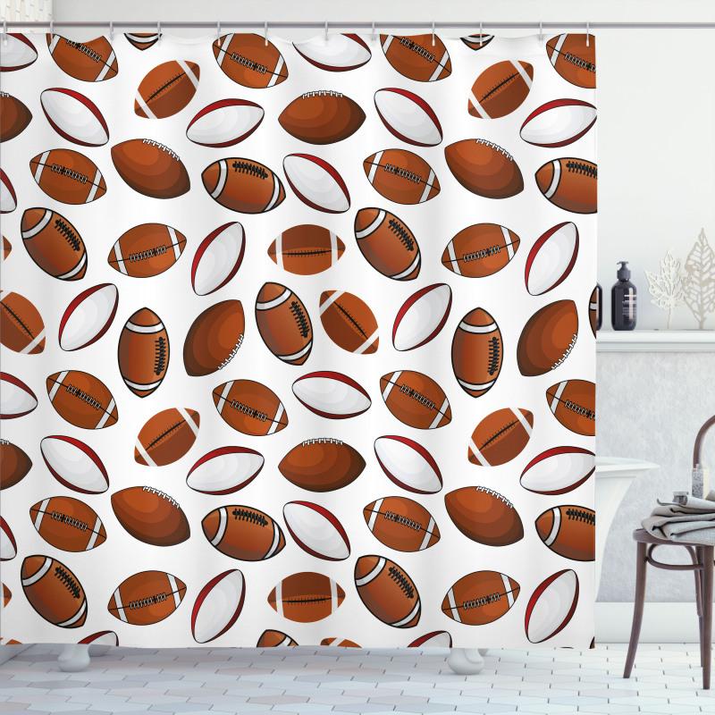 Rugby Balls Shower Curtain