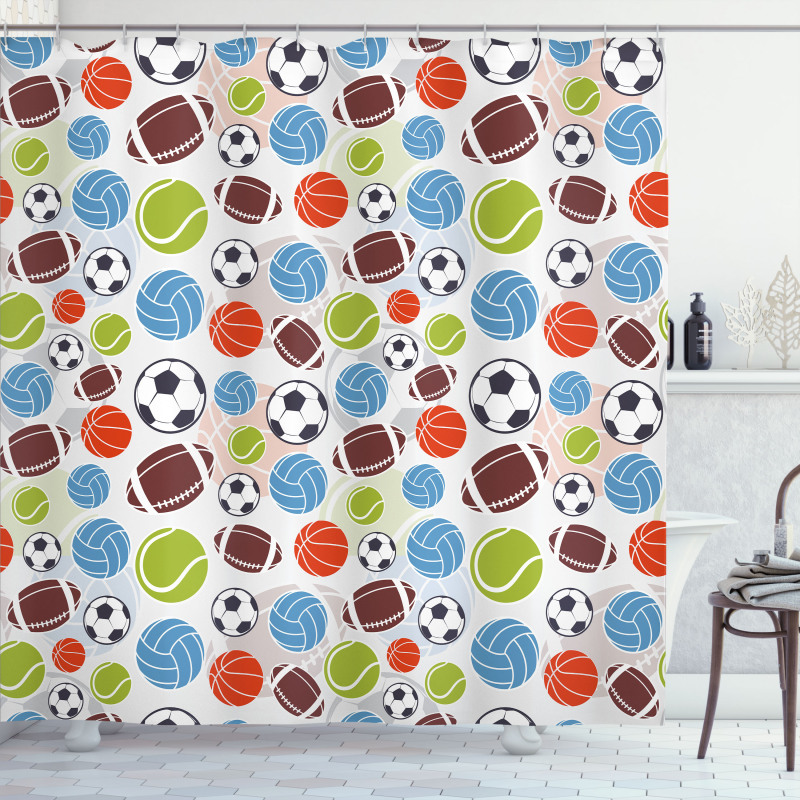 Basketball and Football Shower Curtain