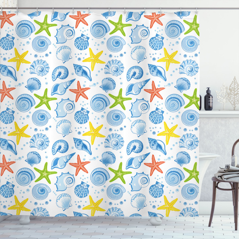 Aqua Marine Stars Shower Curtain