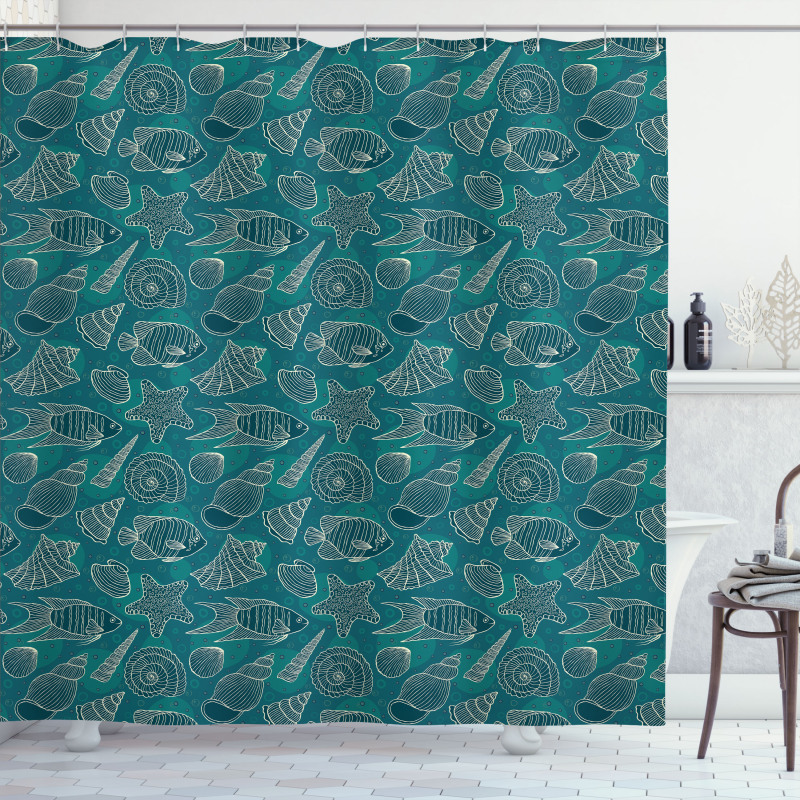 Ocean Line Design Shower Curtain