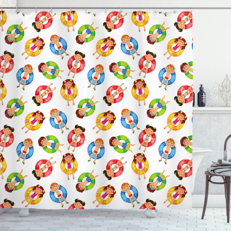 Children in Pool Summer Shower Curtain