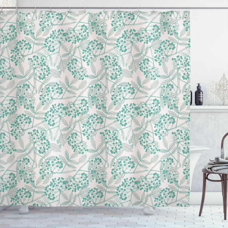 Creeper Leaves Berries Shower Curtain