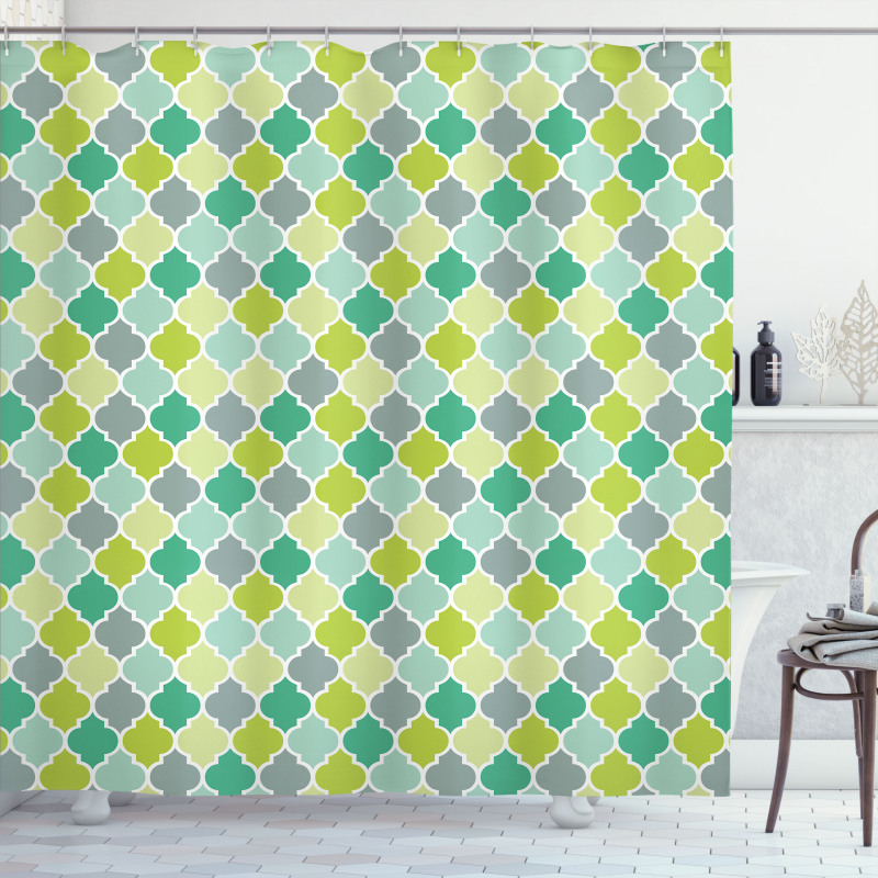 Vibrant Trellis Quatrefoil Shower Curtain