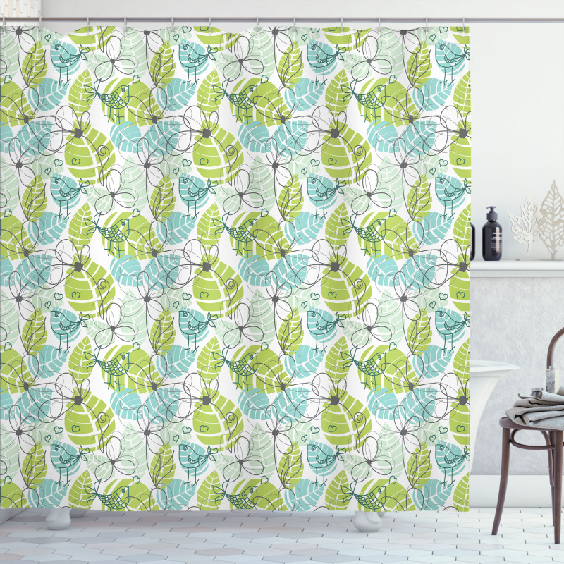 Ornate Doodle Birds Shower Curtain