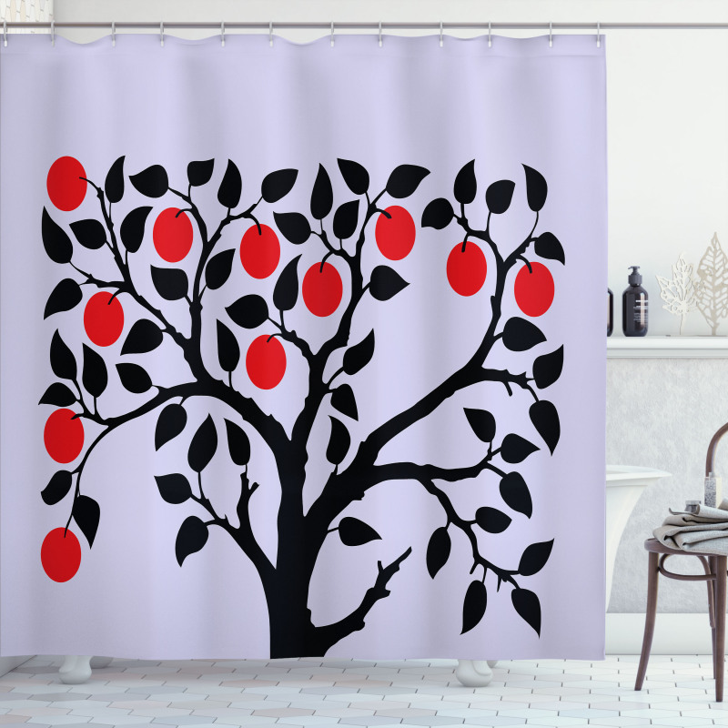 Black Tree Ripe Fruit Art Shower Curtain
