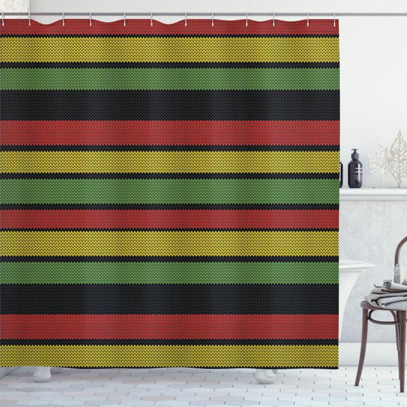 Knitted Rasta Lines Shower Curtain