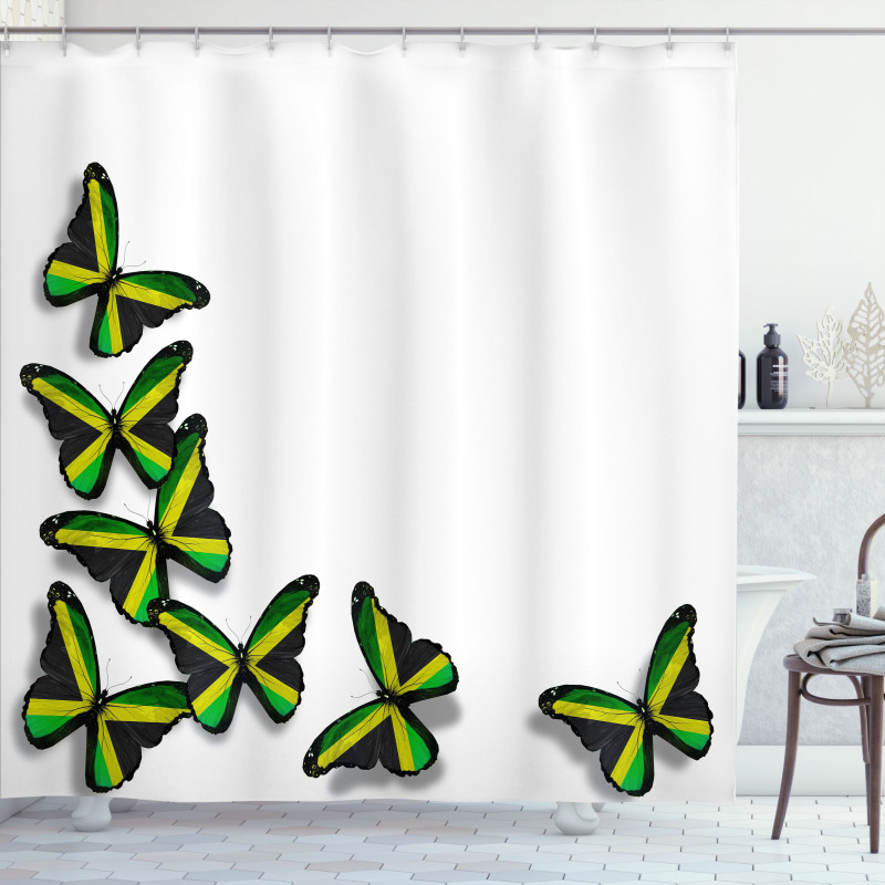 Butterflies with Flag Shower Curtain