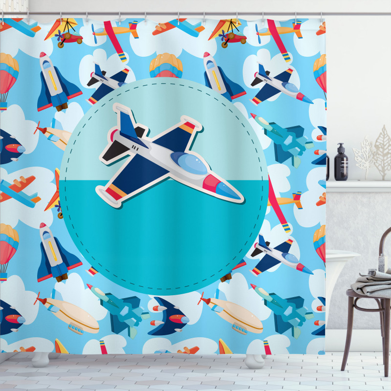 Airplane Composition Shower Curtain