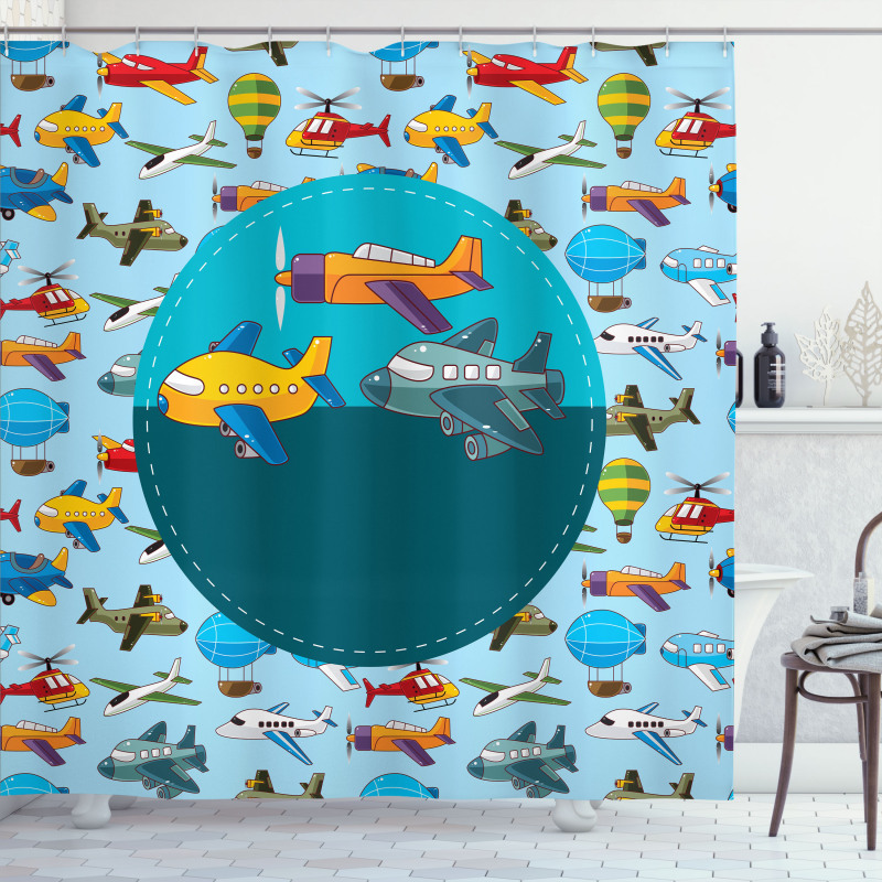 Cartoon Airplanes Shower Curtain