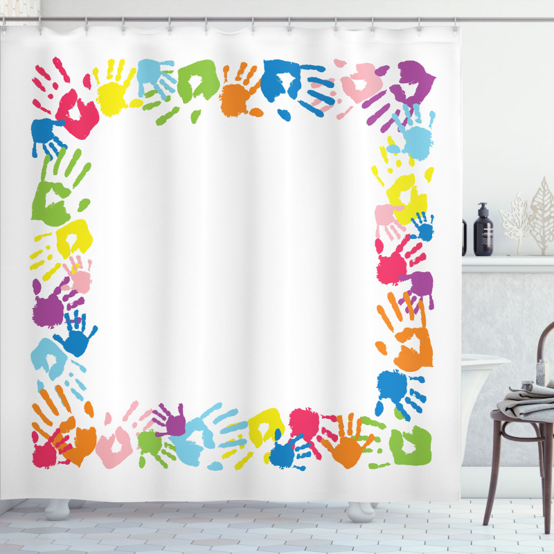 Colorful Handprints Shower Curtain