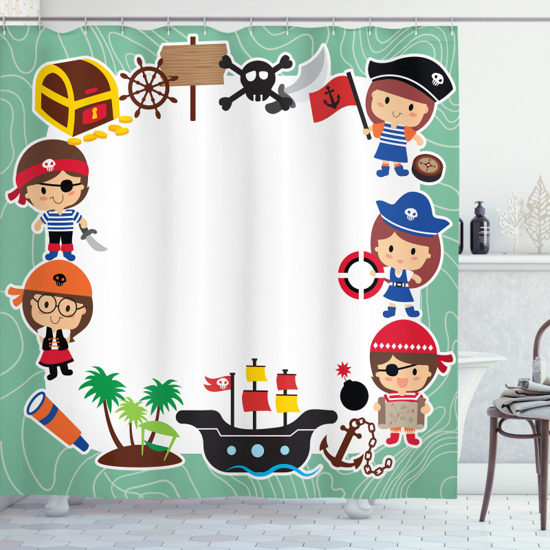 Pirate Children Ship Shower Curtain