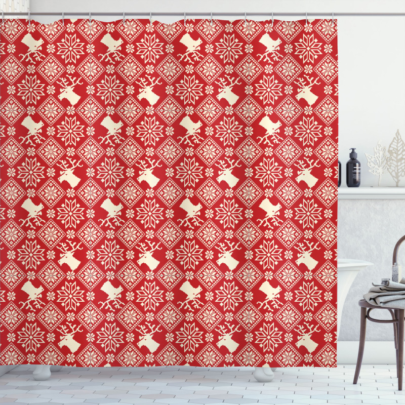 Northern Reindeers Flora Shower Curtain