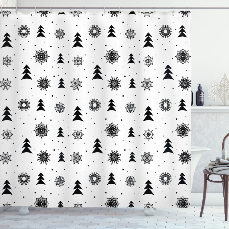 Xmas Pine Trees Holiday Shower Curtain