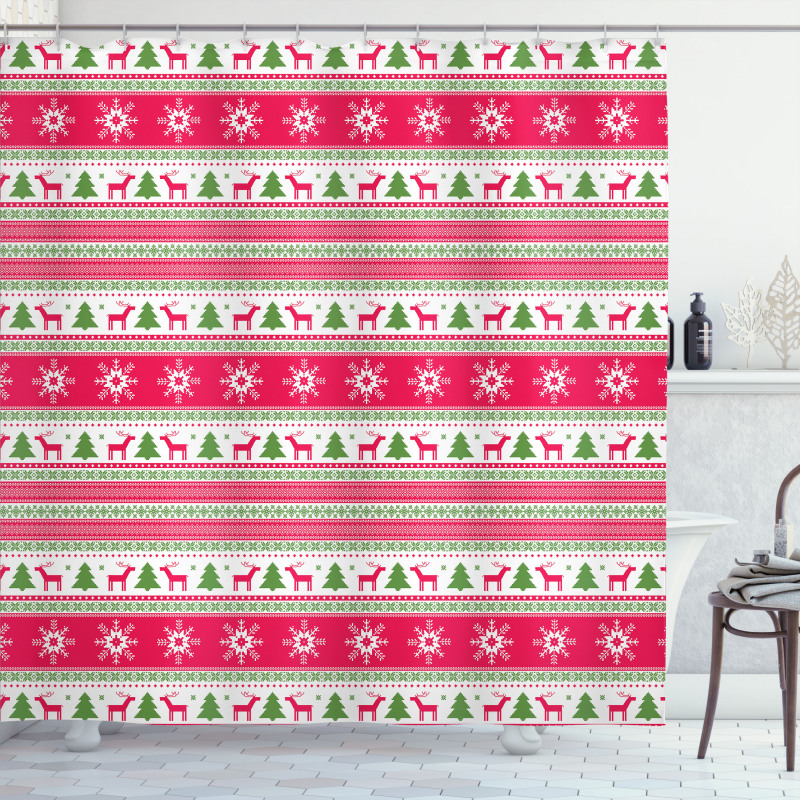 Needlework Style Xmas Shower Curtain