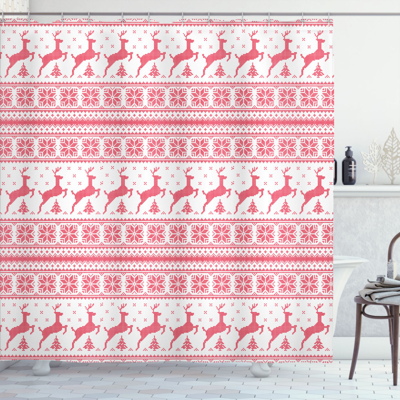 Winter Time Reindeers Shower Curtain