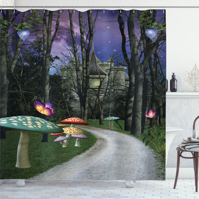 Enchanted Forest Castle Shower Curtain