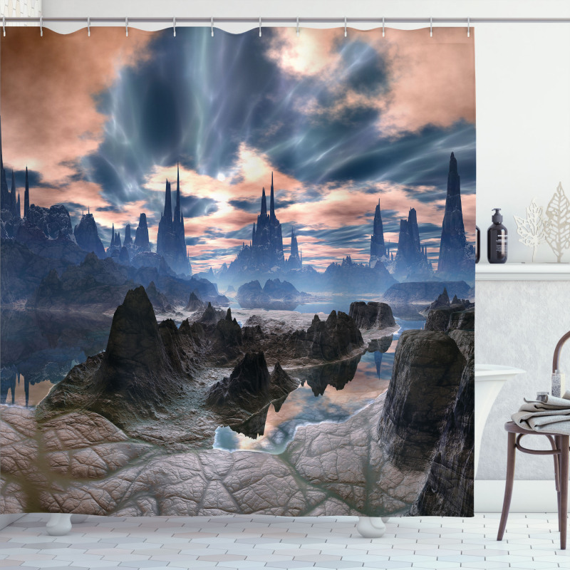 Rock Towers Alien World Shower Curtain