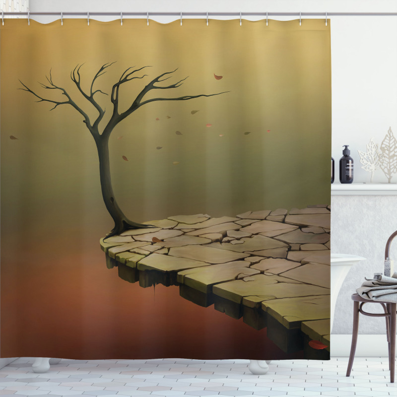 Tree on Cliff Precipice Shower Curtain