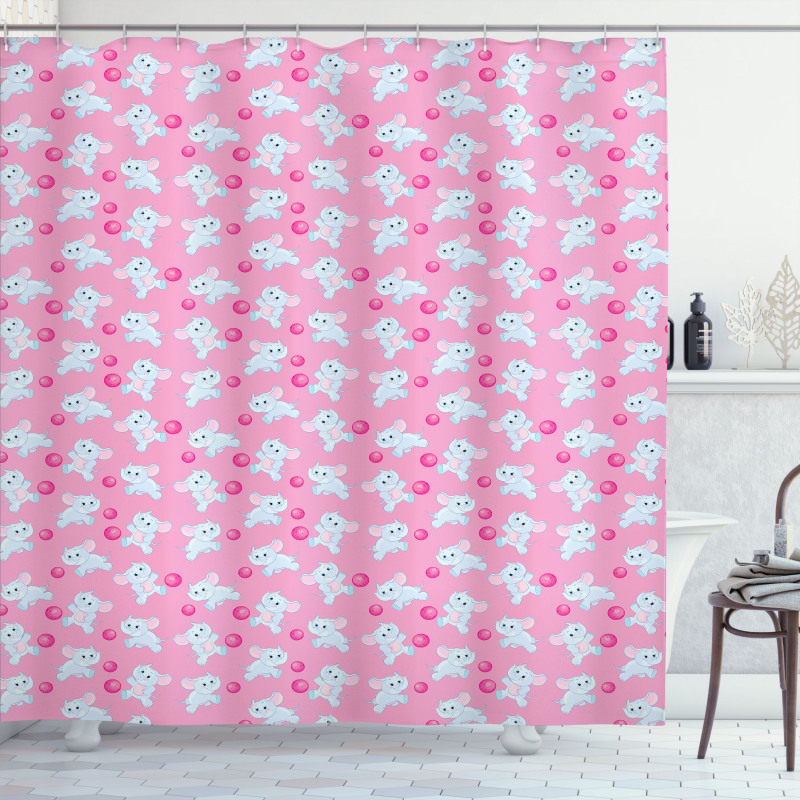 Girly Happy Animals Shower Curtain