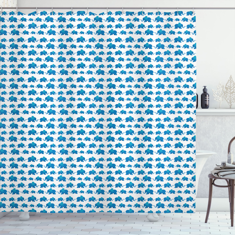 Blue Animal Kids Theme Shower Curtain