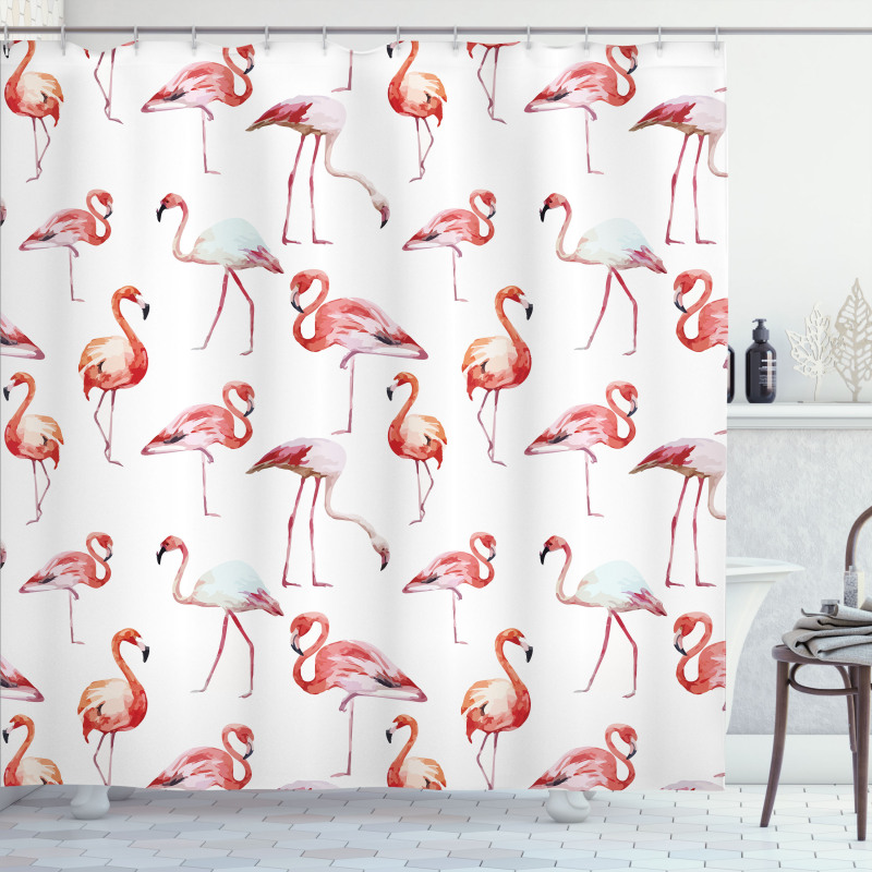 Exotic Birds Pattern Shower Curtain