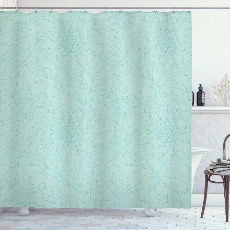 Hand Drawn Dahlia Shower Curtain