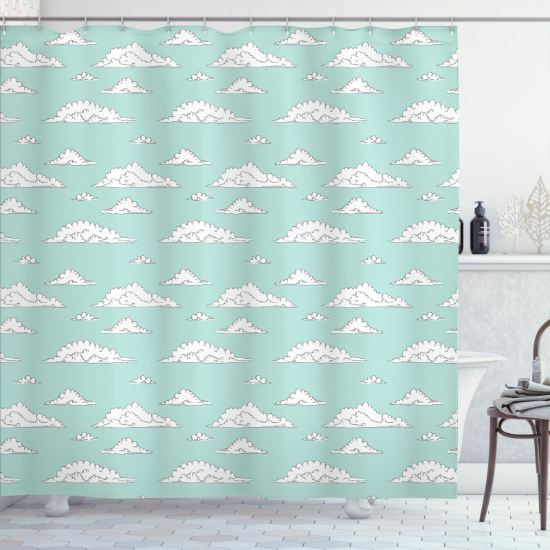 White Fluffy Clouds Shower Curtain