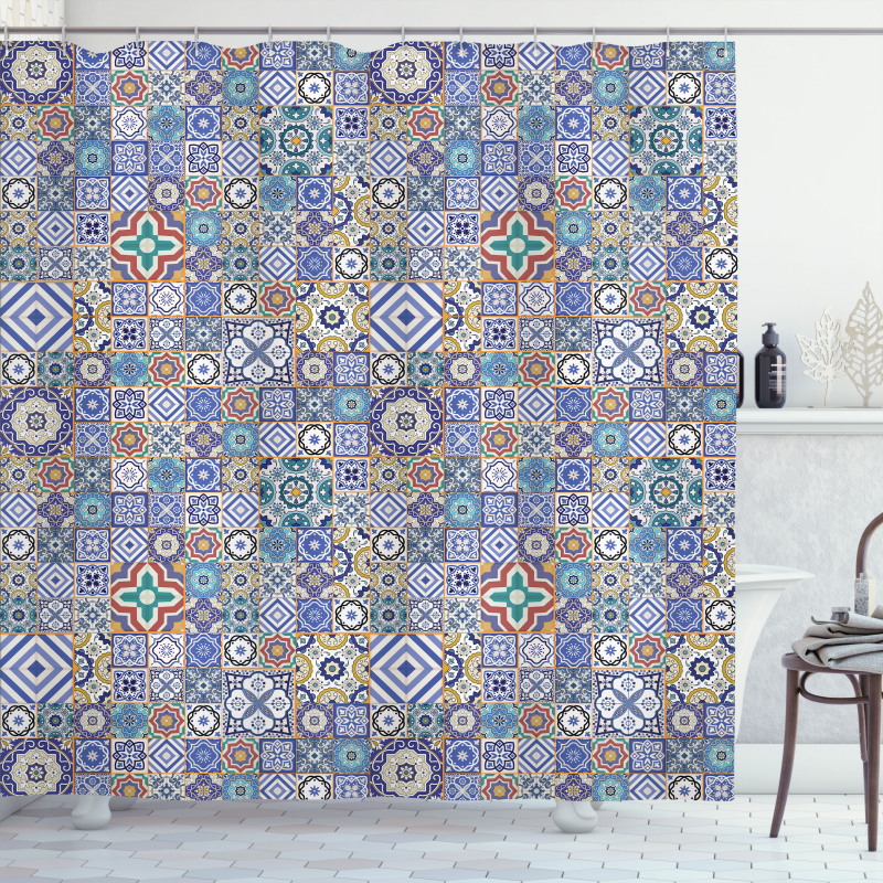 Grid Squares Pattern Shower Curtain