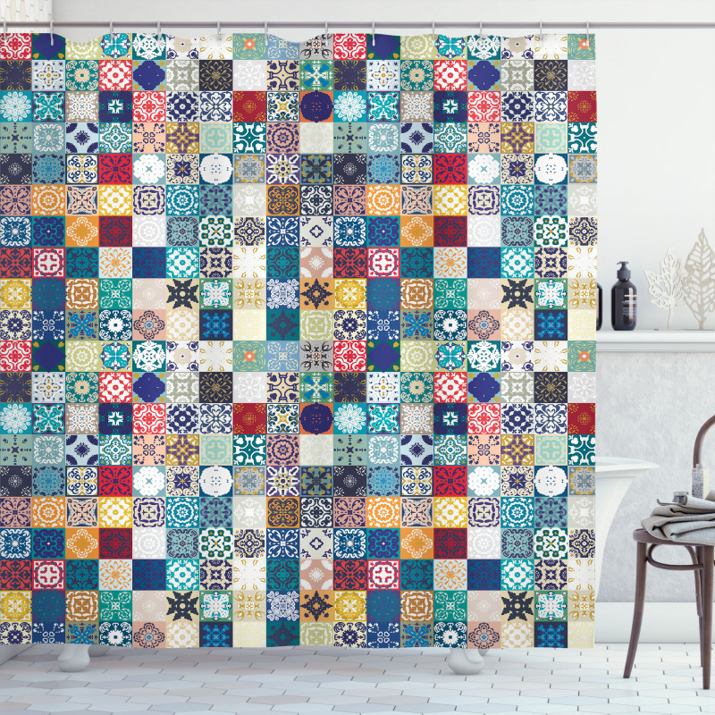 Ornate Patchwork Motif Shower Curtain