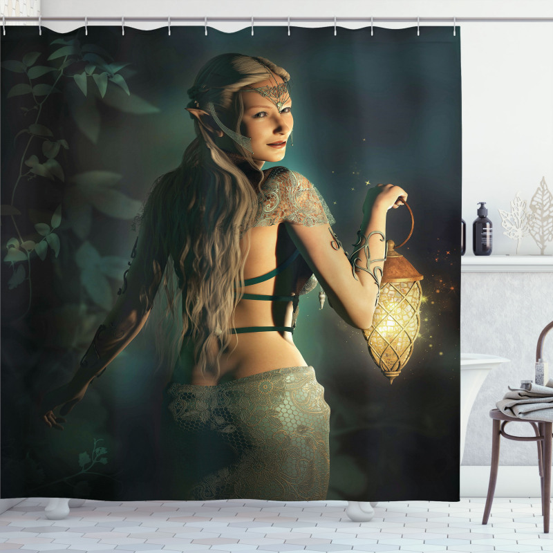 Elf Princess Lantern Shower Curtain