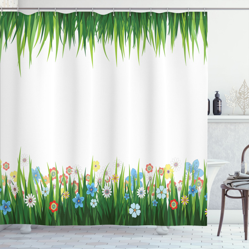 Grass and Flowers Shower Curtain
