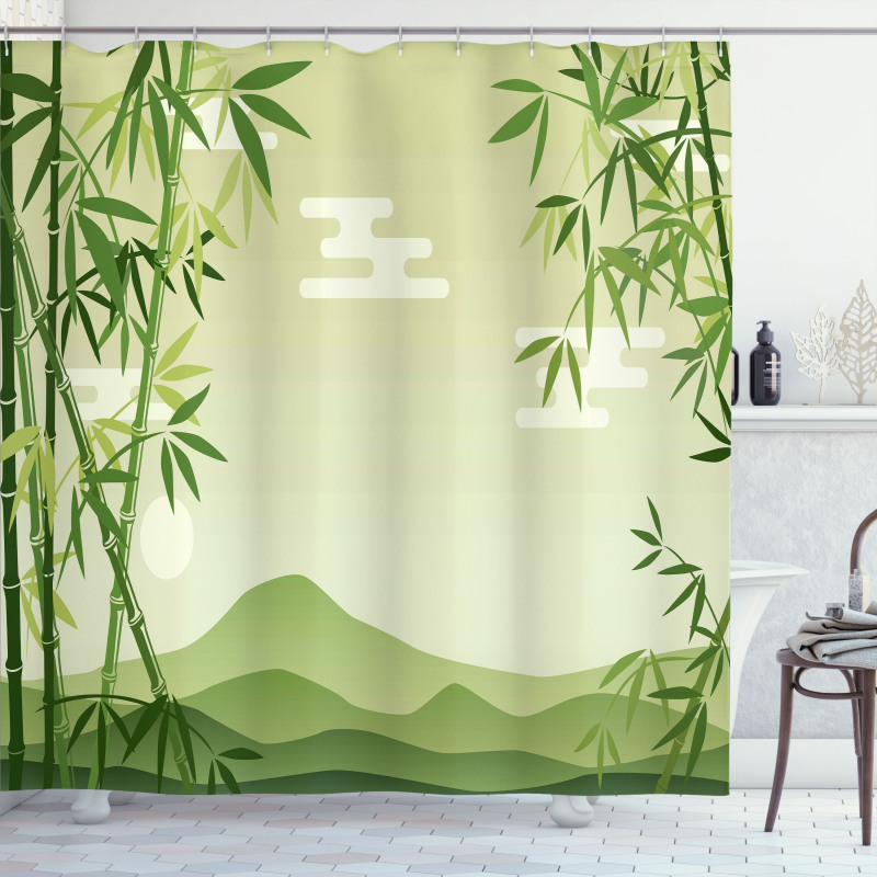 Japanese Bamboo Tree Shower Curtain