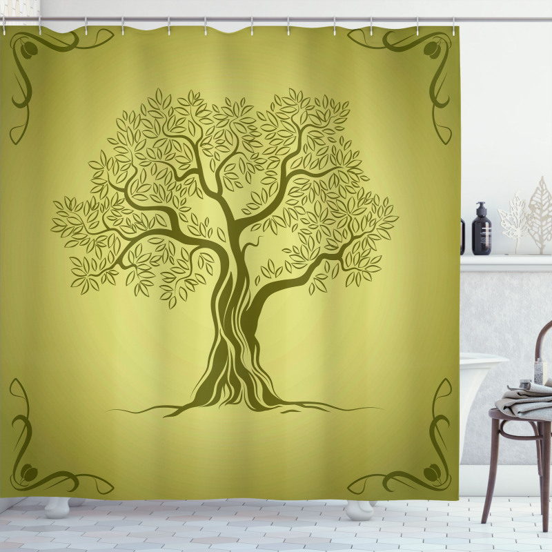 Olive Tree Pattern Shower Curtain