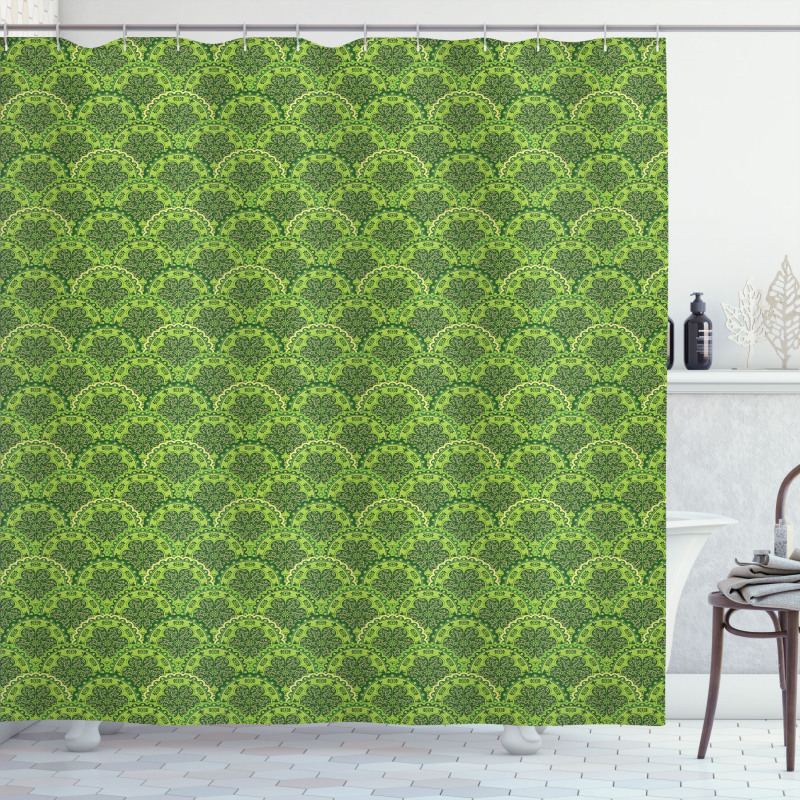 Floral Circles Leaves Shower Curtain