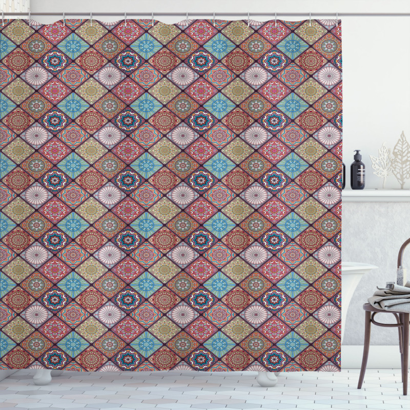 Colorful Mosaic Floral Shower Curtain