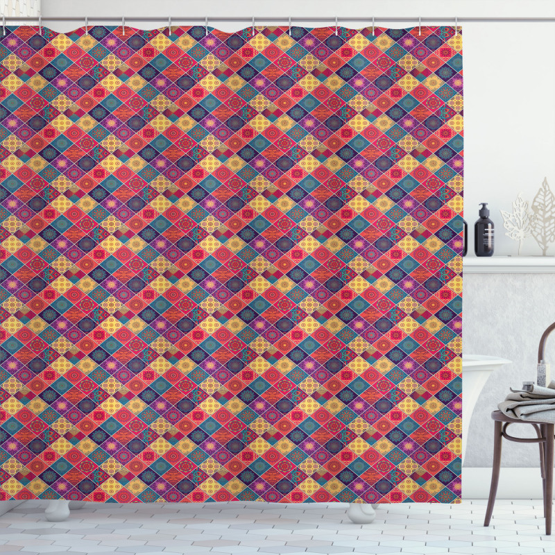 Diamond Squares Pattern Shower Curtain