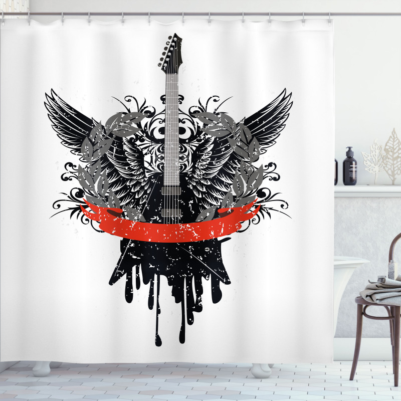 Gothic Guitar Wings Shower Curtain