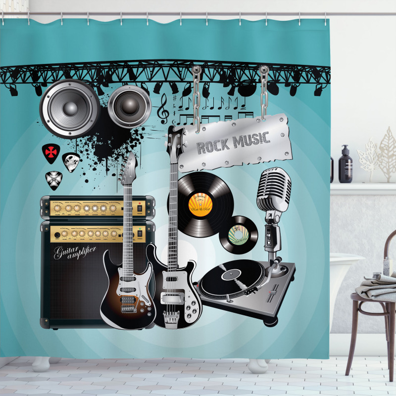 Records Speakers Shower Curtain