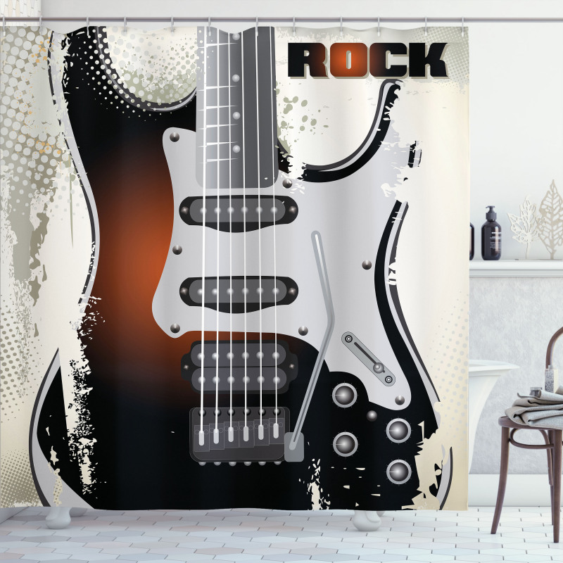 Retro Grunge Guitar Shower Curtain