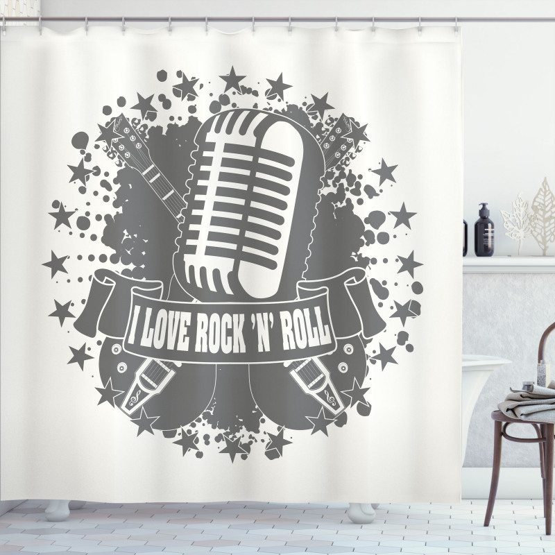 Retro Microphone Shower Curtain