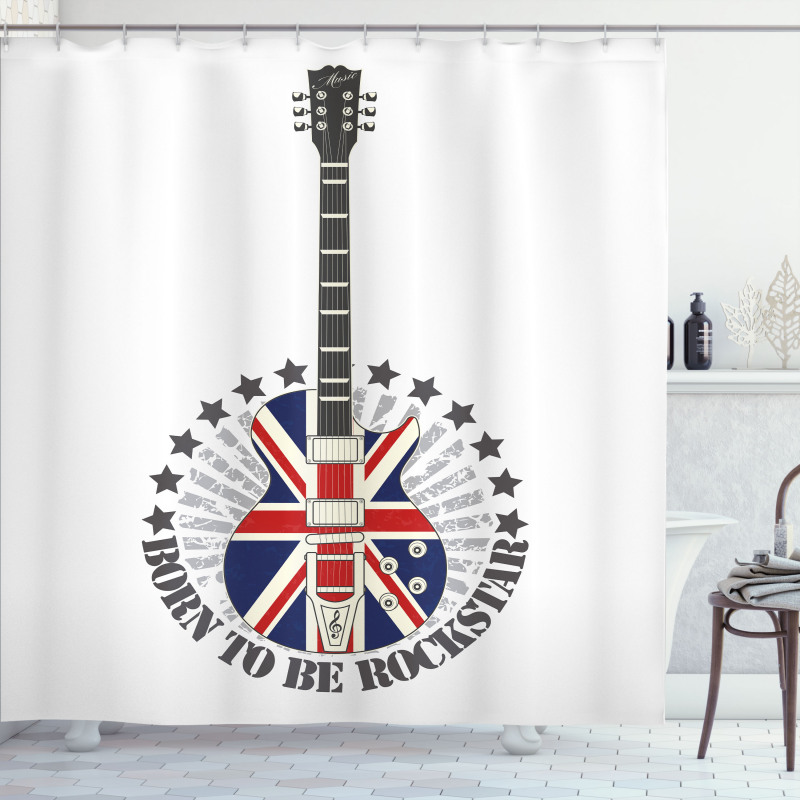 England Flag Guitar Shower Curtain