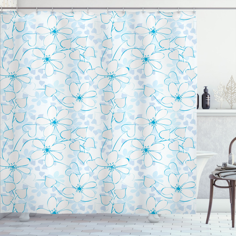 Abstract Flowers Hearts Shower Curtain