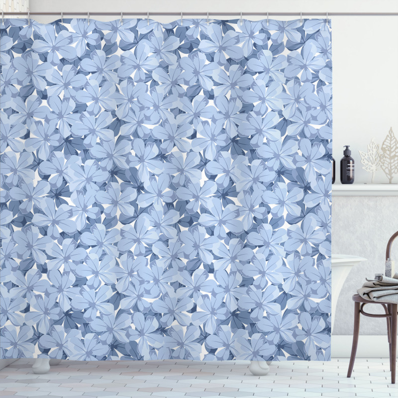 Retro Plumbago Blossoms Shower Curtain