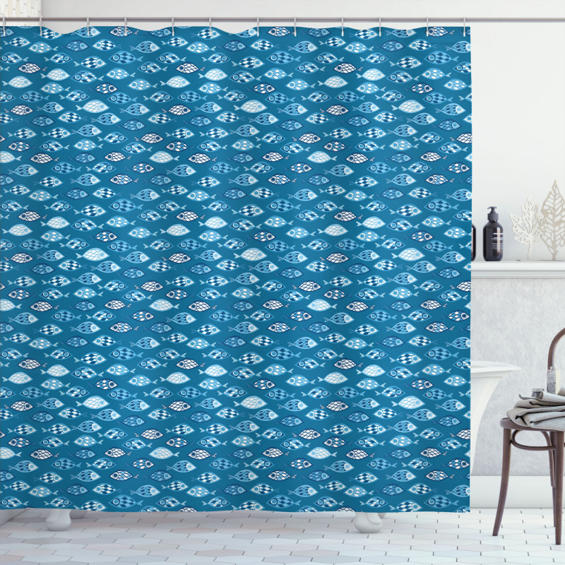 Abstract Aquatic Design Shower Curtain