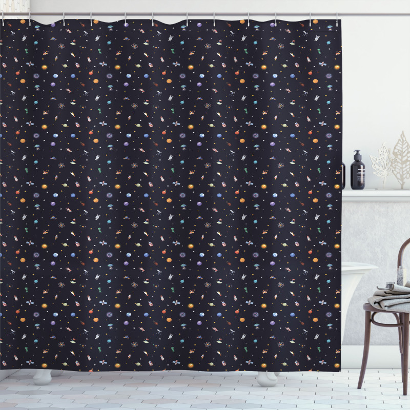 Stars Aliens Planets Shower Curtain