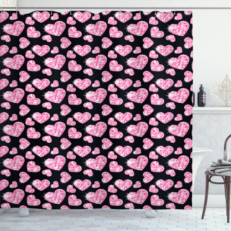 Romatic Heart Shapes Shower Curtain