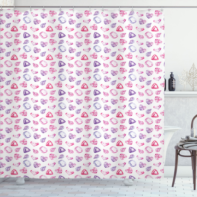 Watercolor Heart Rocks Shower Curtain