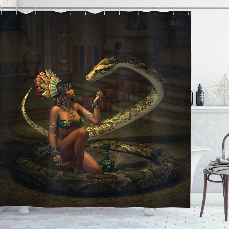 Mystery Girl Huge Snake Shower Curtain