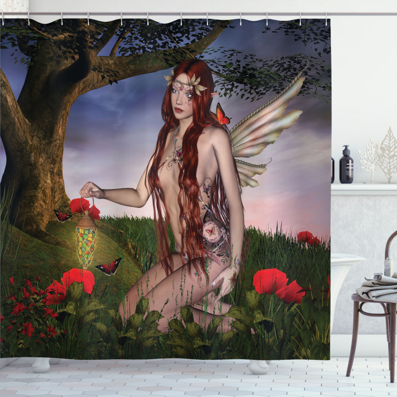 Fairy Butterfly Catcher Shower Curtain