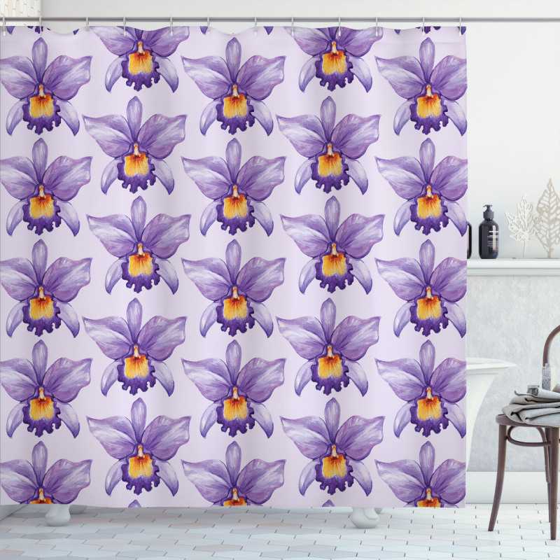Tropical Orchid Flowers Shower Curtain
